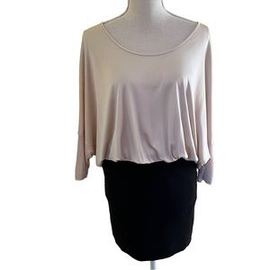 Black Halo Cream and Black "Gwen" Blouson Sheath Mini Dress XS